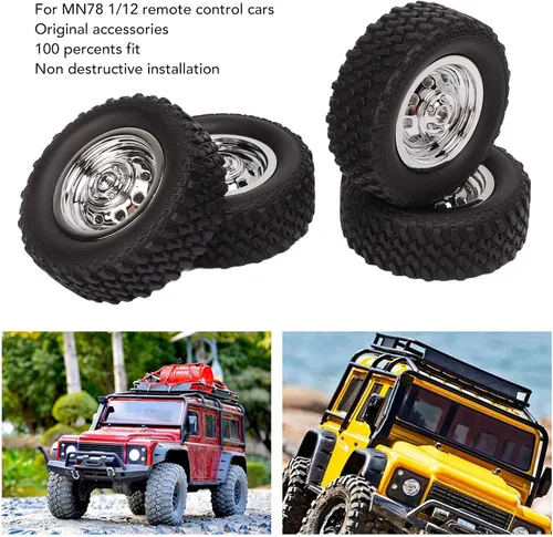 Miniatura 5 de Neumáticos de automóvil a control remoto, juego de 4 piezas de goma duradera, neumáticos de repuesto para vehículos RC, MN78 112 compatibles