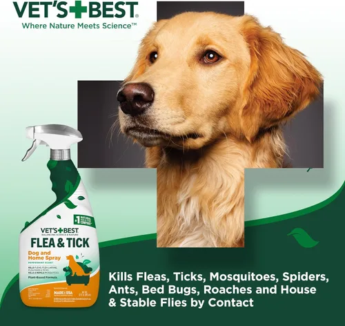 Miniatura 3 de Vet's Best Spray para pulgas y garrapatas para el hogar, tratamiento de pulgas y garrapatas a base de plantas para perros y uso en interiores, spray