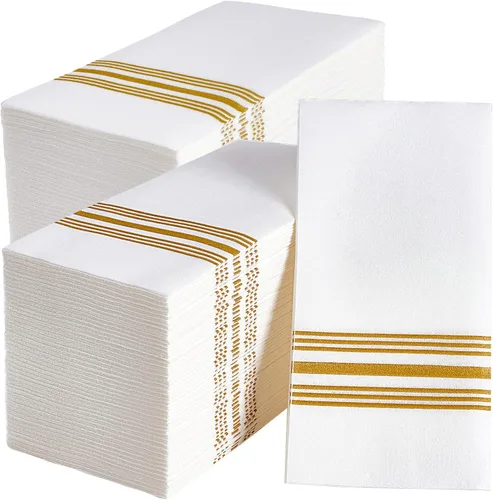 Miniatura 8 de Vplus Paquete de 300 toallas desechables para baño, servilletas decorativas de baño, suaves y absorbentes, toallas de mano de papel desechables