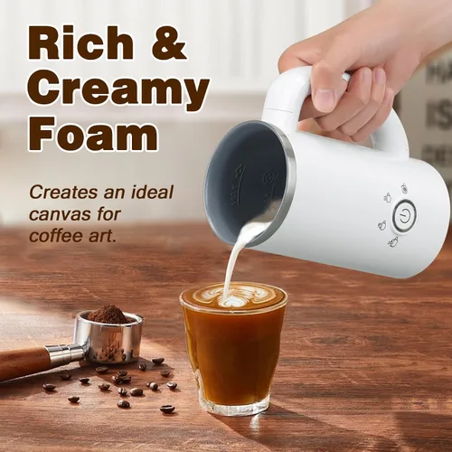 Miniatura 6 de Espumador de leche y vaporizador, máquina eléctrica 4 en 1 de espuma fría y caliente, calentador de leche automático con dos batidores