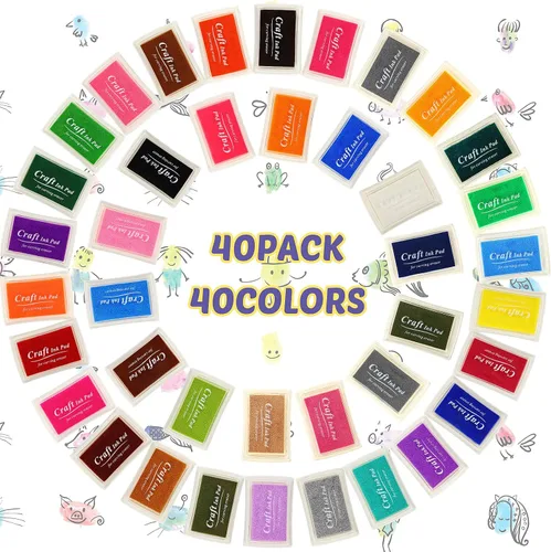 Miniatura 2 de Jexine 40 almohadillas de tinta para sellos, colores para manualidades, almohadillas de tintas de dedo, almohadilla de sello lavable para sellos