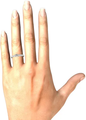 Miniatura 5 de Vaarya Anillo de compromiso de oro blanco de 14 quilates con diamantes 23 quilates totales certificado AGS GHSI2-I1