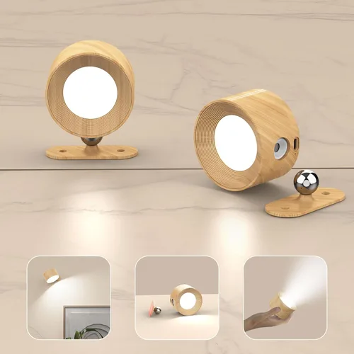 AKSDA Juego de 2 apliques de pared que funcionan con pilas, luces de pared LED magnéticas inalámbricas con 3 temperaturas de color y control táctil