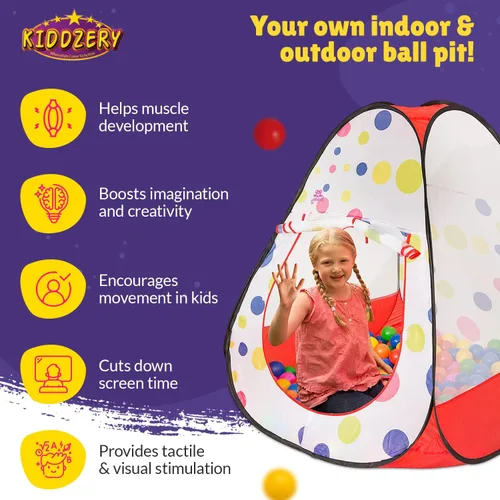 Miniatura 7 de Tienda de campaña emergente con pozo de pelotas para niños, tienda de campaña para casa de juegos para niños y niñas, bebés y niños pequeños