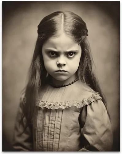 Miniatura 8 de Devilish Little Girl - Oddities and Curiosities 11x14 Framed Print, Vintage Creepy Girl Poster, Victorian Gothic Wall Art, Eerie Child Portrait