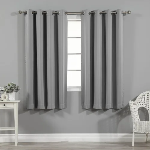 Miniatura 51 de Best Home Fashion Cortinas opacas con aislamiento térmico, ojales de acero inoxidable y níquel, color rosa bebé, 52 pulgadas de ancho x 63 pulgadas