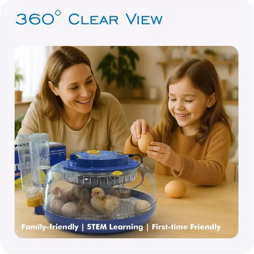 Miniatura 3 de OtterVerz 11 Incubadoras de huevos para incubar 18-36 huevos de pollo, codorniz/pavo, incubadora de aves de corral con visión de 360° con giro