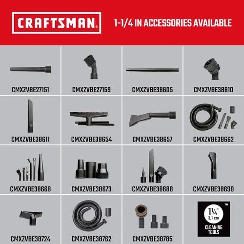 Miniatura 5 de CRAFTSMAN CMXZVBE38611 - Herramienta para hendiduras de 1-1/4 pulgadas, accesorio para aspiradora en seco y húmedo, accesorio de aspiradora de grado