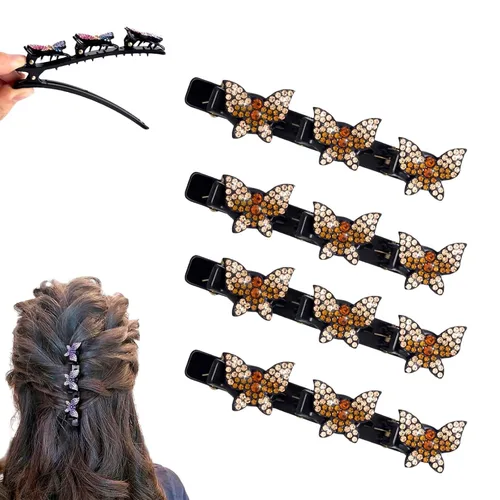 Miniatura 20 de Pinzas para el cabello trenzadas con piedra de cristal brillante para mujeres y niñas, pinzas para el cabello con diamantes de imitación 2025