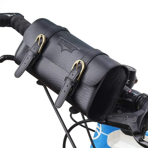 Miniatura 3 de Bolsa de Manillar de Bicicleta Retro de PU Cuero Impermeable Alforja de Bicicleta Cesta Frontal Vintage Bolsa de Asiento Trasero para Bicicletas