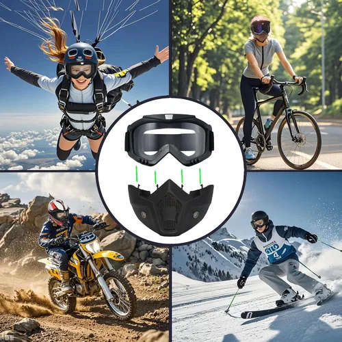 Miniatura 6 de Máscara de paintball anti niebla, máscara de Airsoft para cara completa, máscara táctica, gafas de casco de motocicleta con máscara facial extraíble