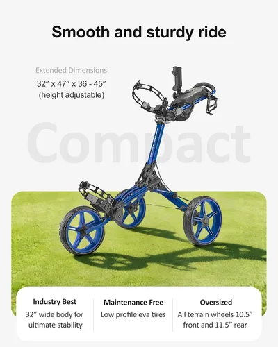 Miniatura 8 de Caddytek CaddyLite Compact - Carrito de golf plegable de aluminio ligero de 3 ruedas con sistema de plegado cuádruple, ruedas EVA, mango ajustable