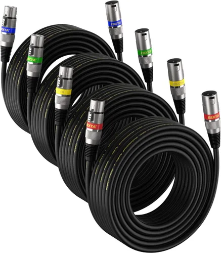 Miniatura 8 de EBXYA Paquete de 10 cables XLR XLR macho a hembra de 3 pines, cable de conexión de micrófono de 3 pines, cable de iluminación compatible