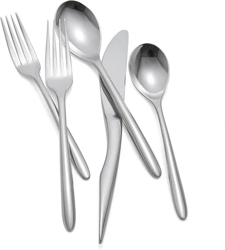 Miniatura 3 de nambe Dune - Juego de cubiertos de acero inoxidable de 5 piezas Juego de cubiertos de acero inoxidable con espejo 18/10 Diseñado para cocinas