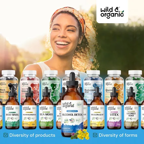 Miniatura 8 de Wild & Organic Gotas de desintoxicación de alcohol, limpieza de hígado y riñón con cardo mariano, triturador de piedras Chanca Piedra, complejo anti