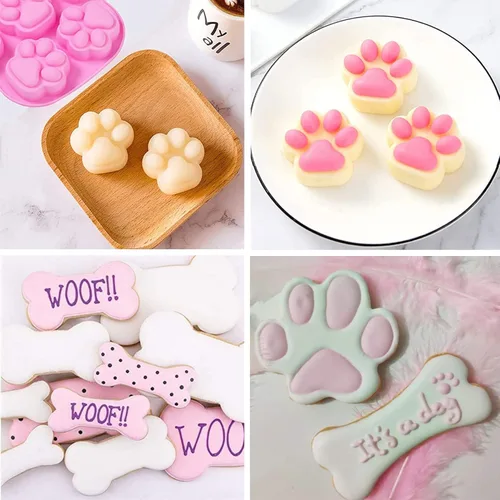 Miniatura 5 de Moldes de silicona para hielo con forma de pata de perro y hueso, moldes antiadherentes de silicona de grado alimenticio para chocolate, dulces