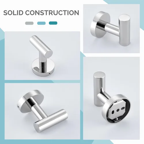 Miniatura 8 de Gancho Simple de Baño para Toallas de Ángulo, Cromo Pulido, Porta Toallas de Acero Inoxidable SUS304, Gancho para Albornoz para Pared