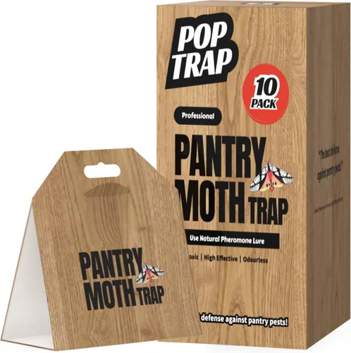 POPTRAP Paquete de 10 trampas para polillas de despensa, trampa para polillas de pegamento no tóxico para alimentos y armarios, trampas con