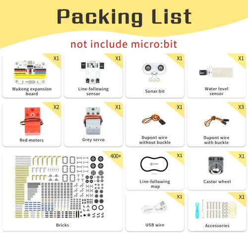 Miniatura 4 de ELECFREAKS Microbit 32 en 1 Kit de sensor Wonder Kit de aprendizaje programable Makecode con ladrillos de construcción, sensores/placa de expansión