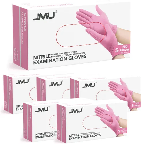 Miniatura 10 de JMU Guantes de Nitrilo Rosa, No Estériles, Guantes de Examen Desechables Sin Látex para Médico Esteticista, XS/S/M/L/XL, 200-4000