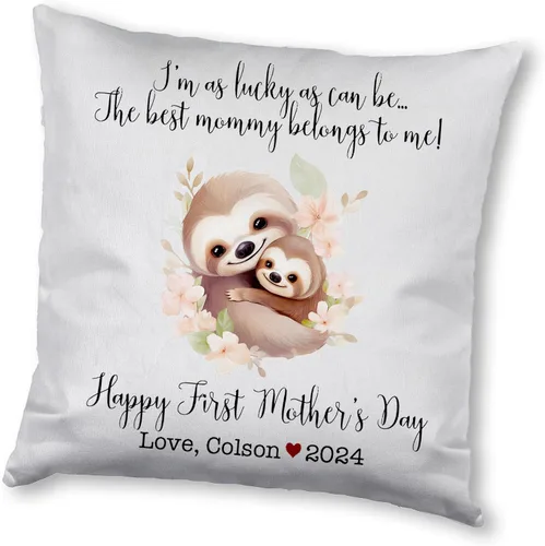 Miniatura 9 de Mother's Day Sloth, First Mother's Day Custom Pillowcase, Personalized Mother's Day Pillowcase, Gift for Mom, Home Decor