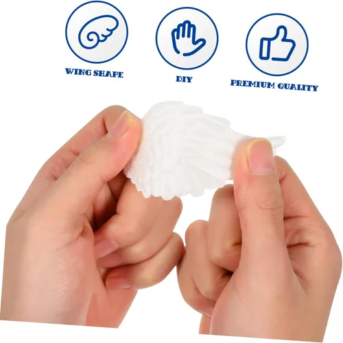 Miniatura 3 de NUOBESTY 12PCS alas de ángel alas de tela parches para bricolaje manualidades accesorios para el cabello - blanco
