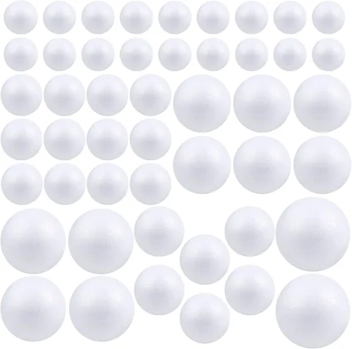 Miniatura 9 de Pllieay - 20 bolas de poliestireno para manualidades, 5 tamaños, color blanco