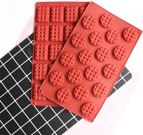 Miniatura 6 de Juego de 2 piezas/juego de moldes de silicona para gofres de 18/20 cavidades, molde para hornear galletas, molde para hornear, herramienta