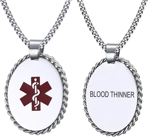 Miniatura 37 de VNOX Collar con colgante personalizado de acero inoxidable con grabado personalizado para identificación de alerta médica de emergencia para hombres