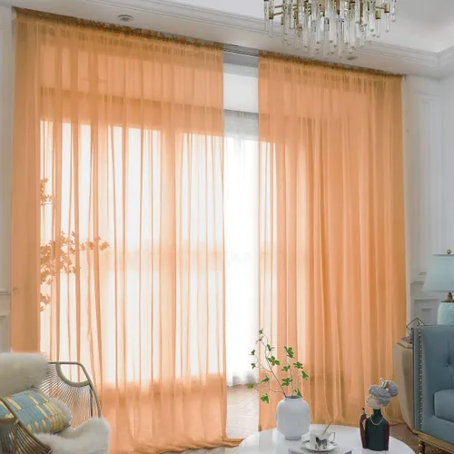 Miniatura 14 de L&TEC Cortinas traslúcidas para la ventana de color beige, 2 paneles de 48x45 pulgadas, con bolsillo básico para la barra de la cortina