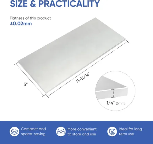 Miniatura 2 de SCOTTCHEN Flat Aluminum Lapping Plate, 11-11/16"×5"×1/4", 1-Pack Scary Sharp Sharpening System, Flat Lapping Base for Knife and Woodworking Tool