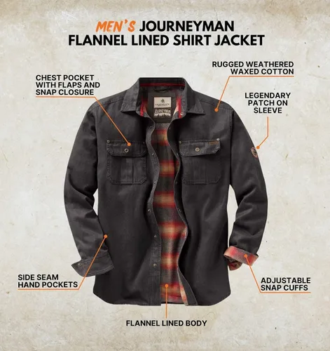 Miniatura 4 de Legendary Whitetails Chaqueta de camisa de franela con forro para hombre, de algodón encerado resistente al agua