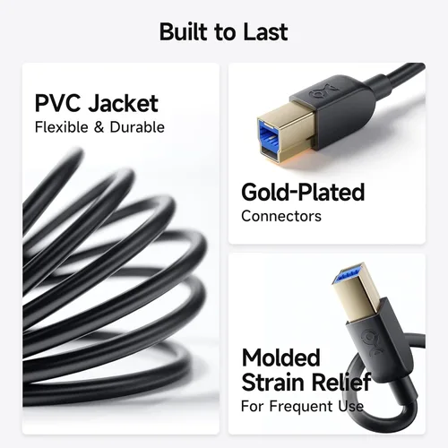 Miniatura 6 de Cable Matters cable USB 3.0 tipo A a B de máxima velocidad, Negro