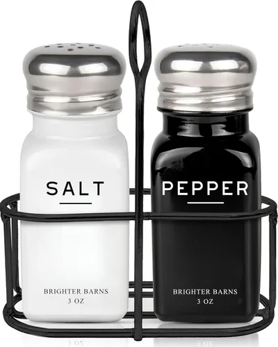 Miniatura 9 de Brighter Barns - Juego de saleros y pimenteros de cristal con soporte, decoración moderna de cocina, accesorio de encimera de mesa de comedor