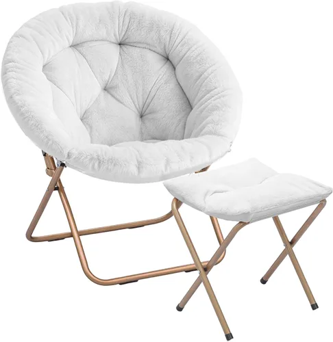 Miniatura 16 de Magshion Silla plegable para adultos con otomana, silla de lectura circular para dormitorio, sala de estar y dormitorio, asiento decorativo cómodo