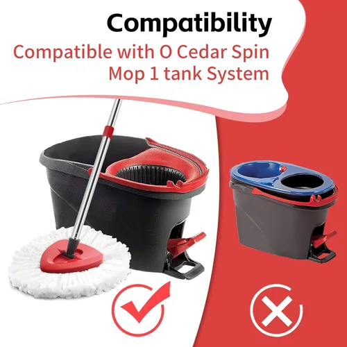 Miniatura 2 de ANREKEYH Cabezal de repuesto para trapeador giratorio, base, mango compatible con la mopa giratoria de microfibra O Cedar EasyWring, 2 cabezales