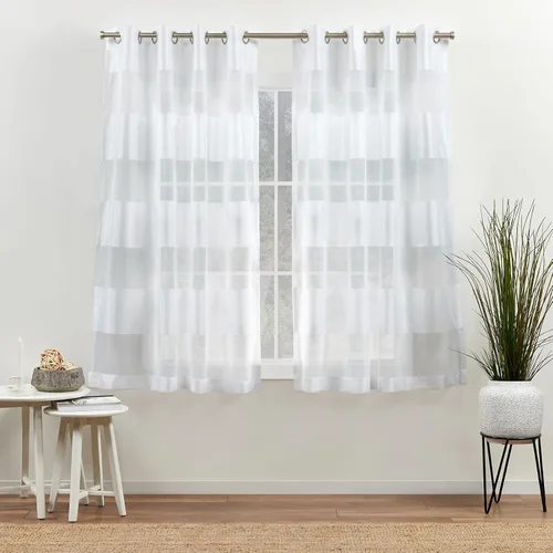 Miniatura 8 de Exclusive Home Navarro Cortinas de ventana a rayas translúcida con arandelas en parte superior, paneles de cortina para ventana (juego de 2), 54" x