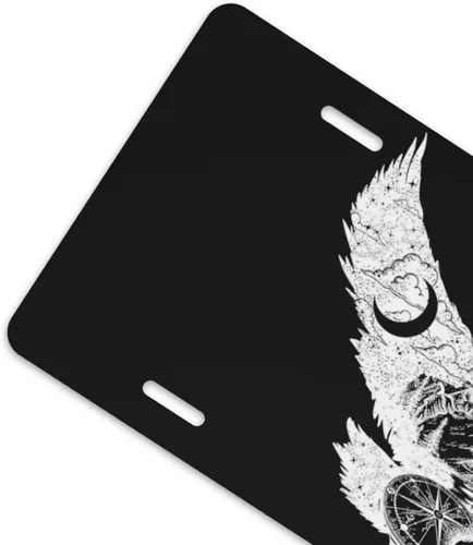 Miniatura 4 de Placa de Matrícula de Aluminio Águila Brújula Montaña Bosque Luna Nubes 6 x 12 Pulgadas Placa de Matrícula Frontal de Metal para Automóvil Cubierta