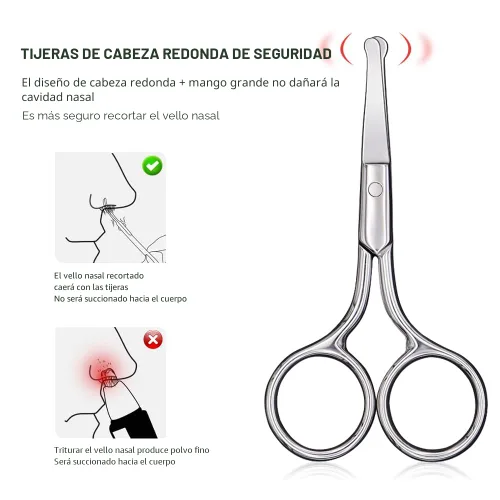 Miniatura 5 de AsonTao Tijeras pequeñas con diseño de punta redonda – Aseo profesional para el cabello, pestañas, nariz, corte de cejas, bigote – no dañará