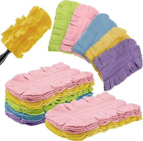 Miniatura 37 de Zubebe 12 piezas de repuesto de plumero de forro polar reutilizables, plumeros planos de plumas, almohadillas de limpieza lavables para múltiples