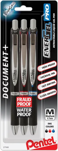 Miniatura 10 de Pentel EnerGel PRO - Bolígrafo de gel permanente, (0.028 in), línea media, archivador y resistente al agua, tinta negra, paquete de 2