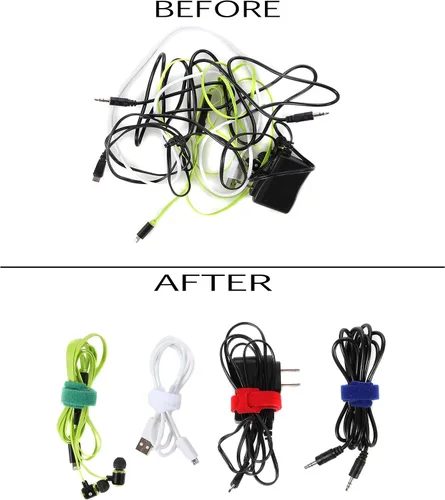 Miniatura 3 de Lazos de organización de cables – (30) correas de cable reutilizables de 8 pulgadas – Organizador de alambre para escritorios y oficinas – Cable