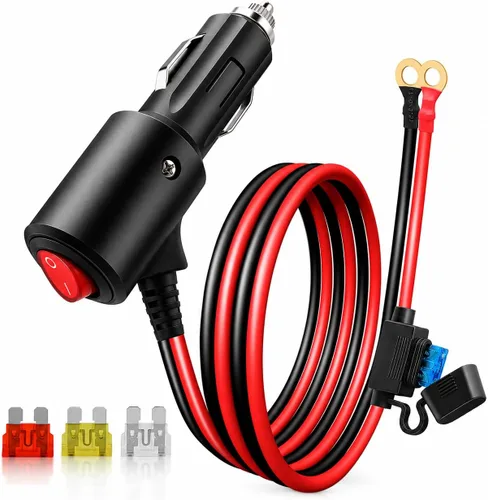 Miniatura 7 de Adaptador de encendedor de cigarrillos macho a terminal de anillo de batería de 2 pies, 12 V/24 V, enchufe de encendedor de cigarrillos resistente