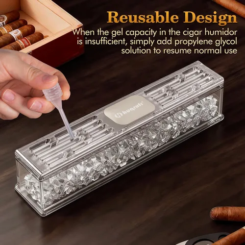 Miniatura 5 de Humidificador de puros prellenado: humidificador de gel de cristal listo para usar, accesorios para humidor de puros, mantiene la humedad ideal