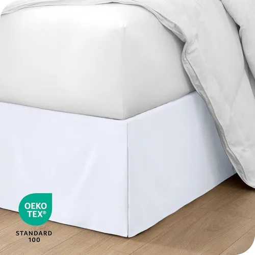 Miniatura 5 de Bare Home Falda de cama individual para niños - Caída entallada de 15 pulgadas, fácil ajuste - Falda de cama para camas - Pliegues centrales