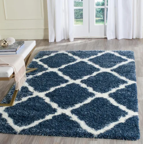 Miniatura 6 de SAFAVIEH Colección Montreal Shag SGM866C Trellis que no desprende pelusa para sala de estar, dormitorio, comedor y entrada, alfombra decorativa