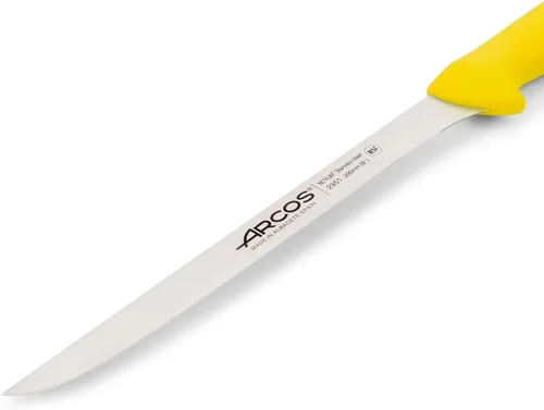 Miniatura 3 de Arcos Cuchillo de filete de acero inoxidable nitrum de 8 pulgadas y hoja de 7.874 in. Cuchillo afilado para filetear carne y pescado. Mango Amarillo