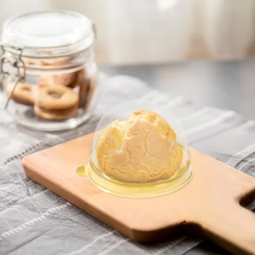 Miniatura 4 de NUOBESTY Caja de embalaje crujiente de yema de huevo redonda, contenedor de plástico transparente para pasteles pequeños y 2.75 x 2.75 x 1.77
