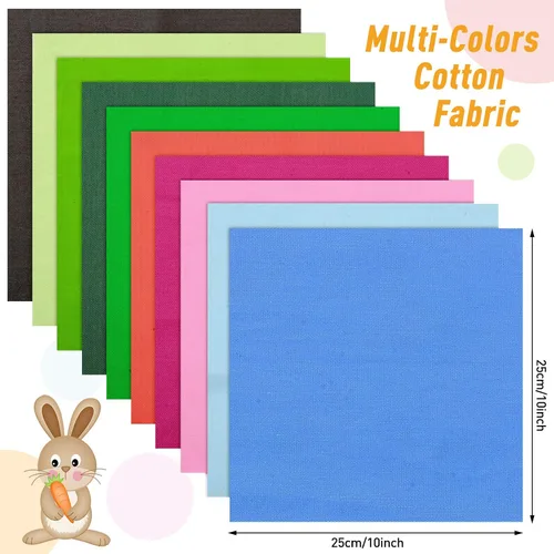 Miniatura 2 de Macarrie 40 piezas de tela de algodón de 10 x 10 pulgadas, paquetes de retazos de tela para manualidades, cuadrados multicolor, costura artesanal