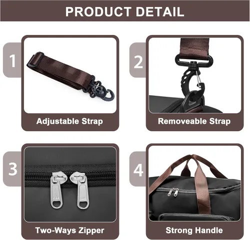 Miniatura 333 de Pequeña bolsa de gimnasio para mujer, bolsa de viaje con compartimento para zapatos